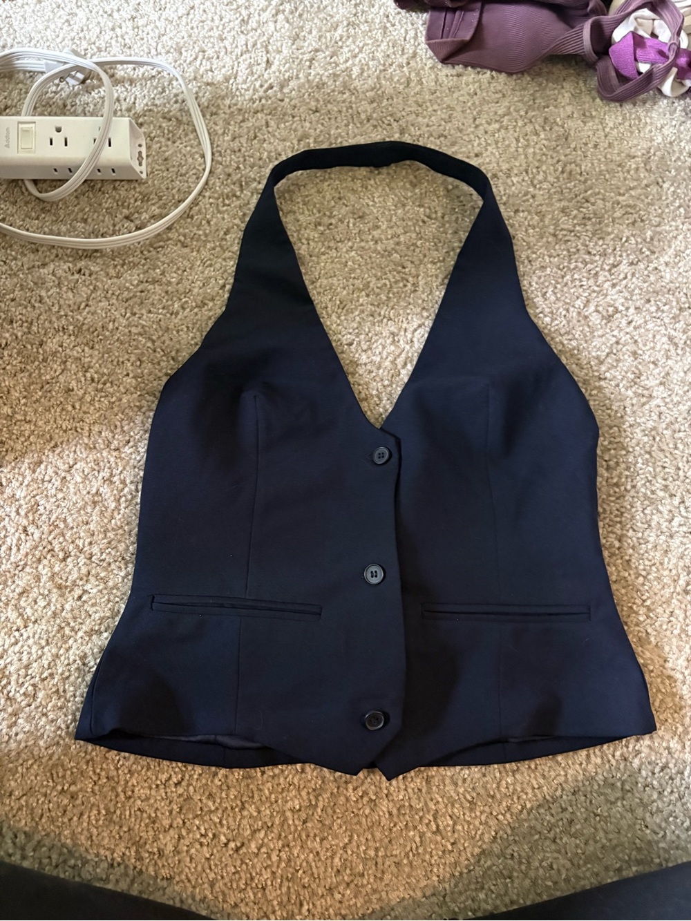 Zara Navy Halter Vest Top